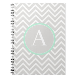 Mint Green Chevron Monogram Notitieboek