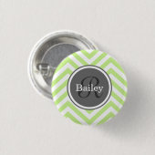 Mint Green Chevron Monogram Ronde Button 3,2 Cm (Voorkant /achterkant)