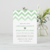 Mint Green Chevron Ombre Wedding Invitations Kaart (Staand voorkant)