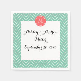 Mint Green Chevron Pattern | Koraalmonogram Servet