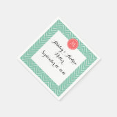 Mint Green Chevron Pattern | Koraalmonogram Servet (Hoek)