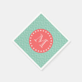 Mint Green Chevron Pattern | Koraalmonogram Servet (Hoek)