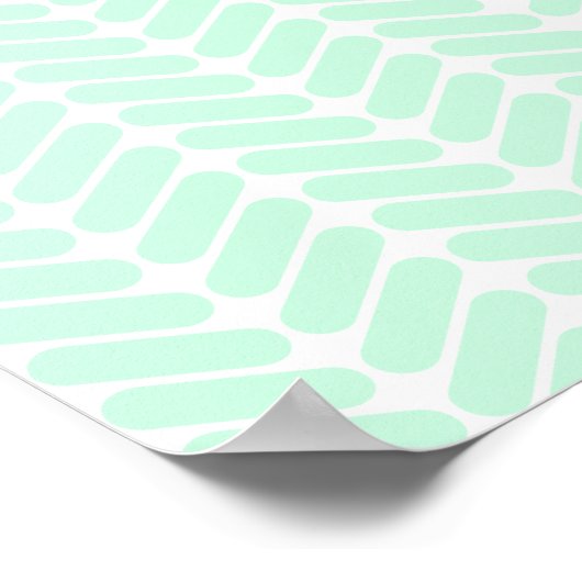 Mint Green Chevron Pattern, zoals Knitting. Poster (Hoek)