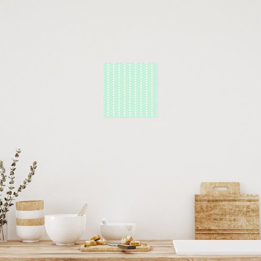 Mint Green Chevron Pattern, zoals Knitting. Poster (Keuken)