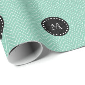 Mint Green Chevron Pattern | Zwart monogram Cadeaupapier (Rol Hoek)