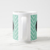 Mint Green Chevron Pattern | Zwart monogram Grote Koffiekop (Achterkant)