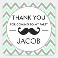 Mint Green Chevron snor Verjaardag Sticker