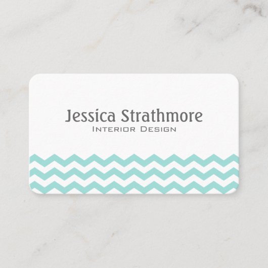 Mint Green Chevron Stripes Pattern Visitekaartje (Voorkant)