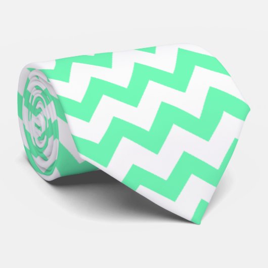 Mint Green Chevron Stropdas (Opgerold)