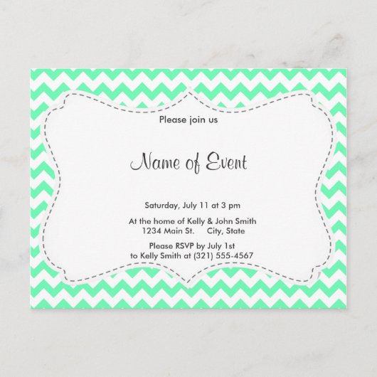 Mint Green Chevron Uitnodiging Briefkaart (Voorkant)