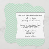 Mint Green Chevron Wedding Invitation Kaart (Voorkant / Achterkant)