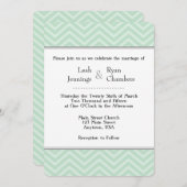 Mint Green Chevron Wedding Invitation Kaart (Voorkant / Achterkant)