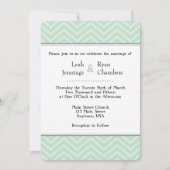 Mint Green Chevron Wedding Invitation Kaart (Voorkant)