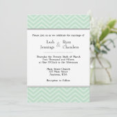 Mint Green Chevron Wedding Invitation Kaart (Staand voorkant)