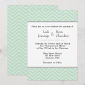 Mint Green Chevron Wedding Invitation Kaart (Voorkant / Achterkant)