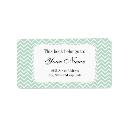 Mint Green Chevron Zigzag Stripes Etiket (Voorkant)