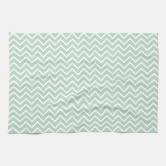 Mint Green Chevron Zigzag Stripes Theedoek (Horizontaal)