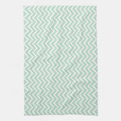 Mint Green Chevron Zigzag Stripes Theedoek (Verticaal)