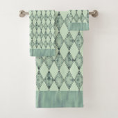 Mint Green Chic Harlequin Bad Handdoek (Insitu)