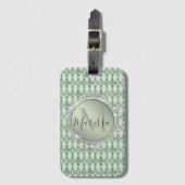 Mint Green Chic Harlequin Monogram Bagagelabel (Voorkant (verticaal))