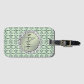 Mint Green Chic Harlequin Monogram Bagagelabel (Voorkant (horizontaal))
