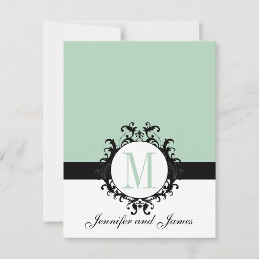 Mint Green Chic Monogram | Weddenschapskaart Kaart (Voorkant)