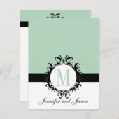Mint Green Chic Monogram | Weddenschapskaart Kaart (Voorkant / Achterkant)