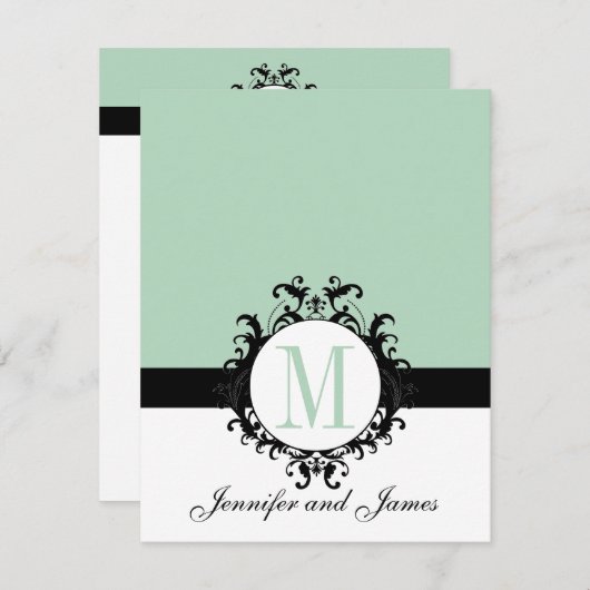 Mint Green Chic Monogram | Weddenschapskaart Kaart (Voorkant / Achterkant)
