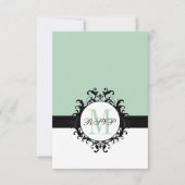 Mint Green Chic monogram | Wedding RSVP Kaart (Voorkant)