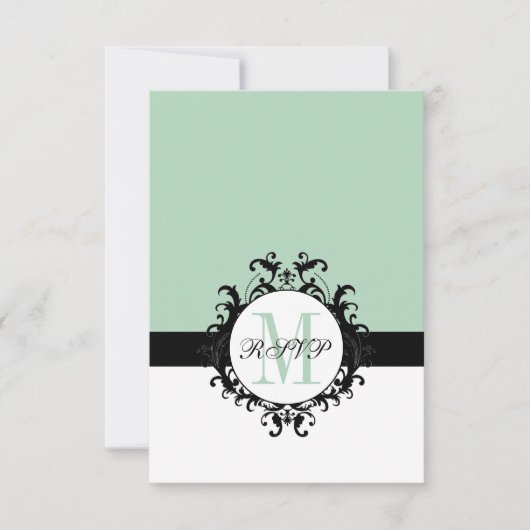 Mint Green Chic monogram | Wedding RSVP Kaart (Voorkant)