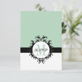 Mint Green Chic monogram | Wedding RSVP Kaart (Staand voorkant)