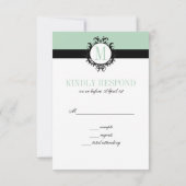 Mint Green Chic monogram | Wedding RSVP Kaart (Achterkant)