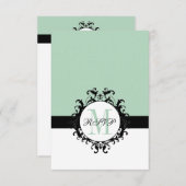 Mint Green Chic monogram | Wedding RSVP Kaart (Voorkant / Achterkant)