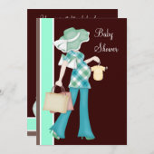 Mint Green Chocolate Brown Baby shower Kaart (Voorkant / Achterkant)