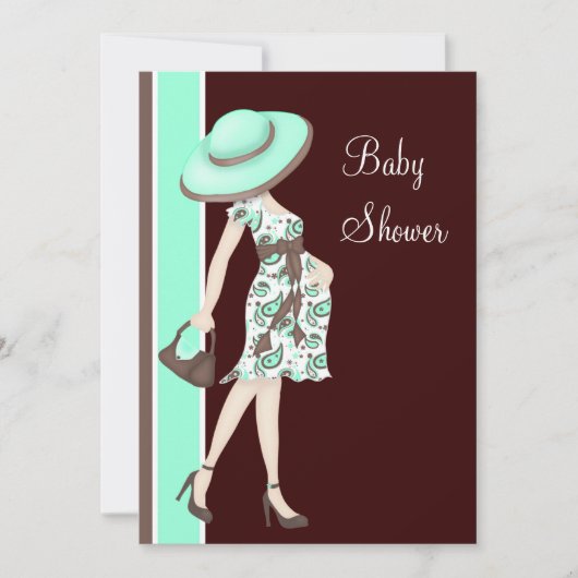 Mint Green Chocolate Brown Baby shower Kaart (Voorkant)