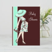 Mint Green Chocolate Brown Baby shower Kaart (Staand voorkant)
