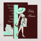 Mint Green Chocolate Brown Baby shower Kaart (Voorkant / Achterkant)
