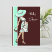 Mint Green Chocolate Brown Baby shower Kaart (Staand voorkant)