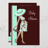 Mint Green Chocolate Brown Baby shower Kaart (Voorkant / Achterkant)
