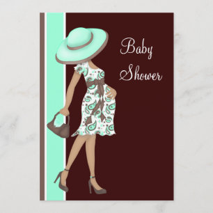 Mint Green Chocolate Brown Baby shower Kaart