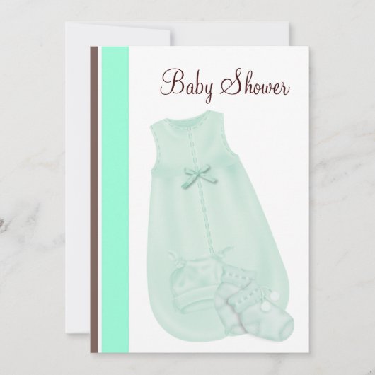 Mint Green Chocolate Brown Baby shower Kaart (Voorkant)