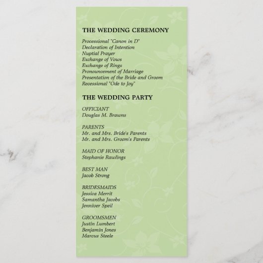Mint Green & Chocolate Brown Wedding Programma Programmakaart (Achterkant)