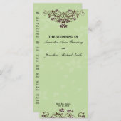 Mint Green & Chocolate Brown Wedding Programma Programmakaart (Voorkant / Achterkant)