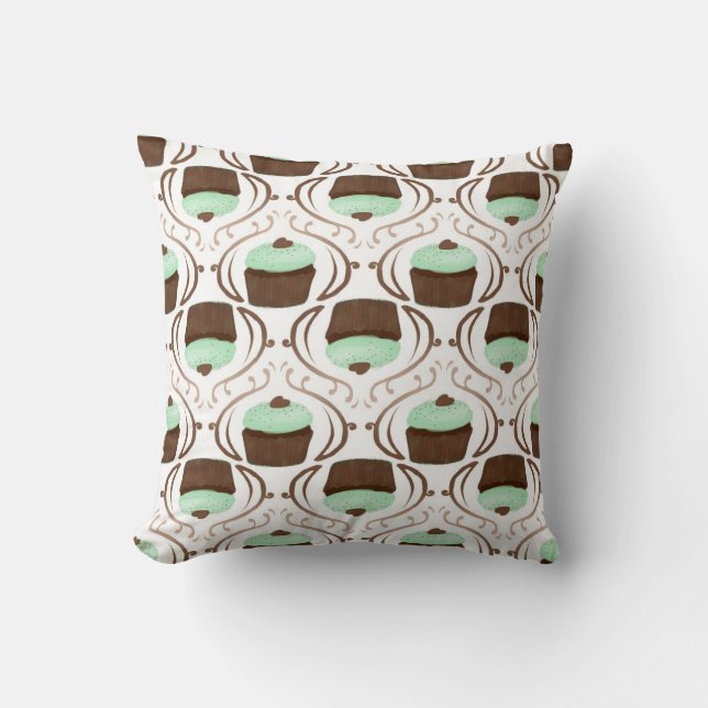 Mint Green Chocolate Cupcake Pillow Kussen (Voorkant)