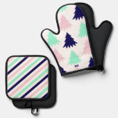 Mint Green Christmas Ovenwant & Pannenlap Set (Voorkant / Achterkant)