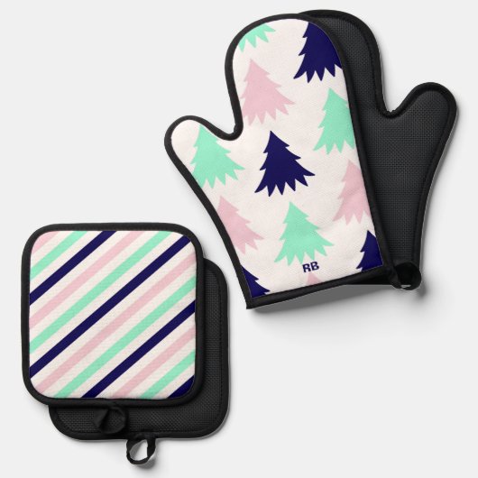 Mint Green Christmas Ovenwant & Pannenlap Set (Voorkant / Achterkant)