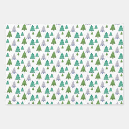 Mint Green Christmas Tree Waterverf Pastel Inpakpapier Vel