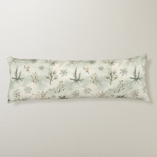 Mint Green Christmas Trees Snowflakes Lichaamskussen (Achterkant)