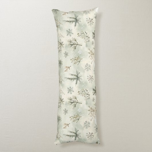 Mint Green Christmas Trees Snowflakes Lichaamskussen (Achterkant (Verticaal))