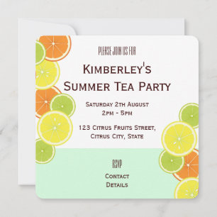 Mint Green Citrus Fruit Slices Summer Tea Party Kaart
